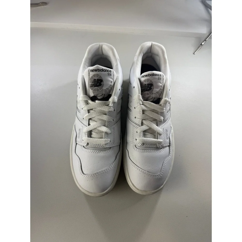 New Balance 550 White White Leather Sneakers GSB550PB Women 8.5 Youth 7 NEW